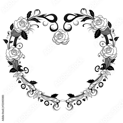 Vector illustration of heart of roses on separate white background