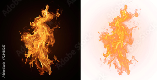 Intense Flames on Transparent Background Isolated, Vivid orange flames rising fiercely against a transparent backdrop