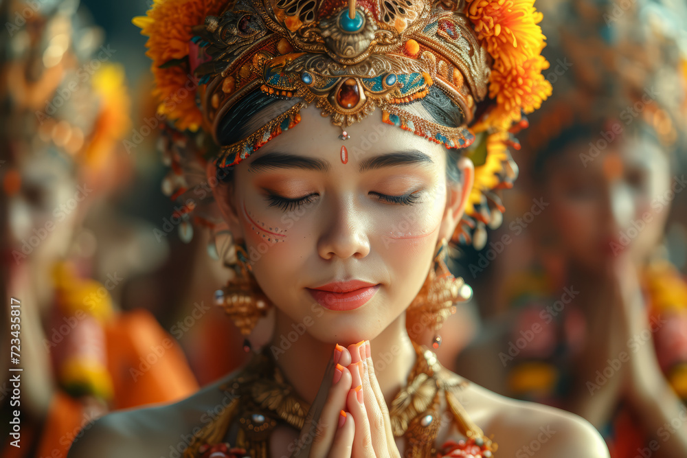 A film image of a traditional ceremony, capturing the rich cultural details and colors. Concept of film photography in cultural documentation. Generative Ai. A film image of a traditional ceremony, capturing the rich cultural details and colors. Concept of film photography in cultural documentation. Generative Ai.