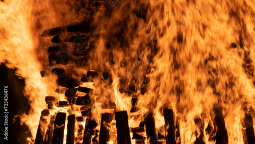 close up of bonfire 
