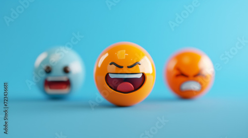 Emoji balls with different emotions  sad  angry and happy.