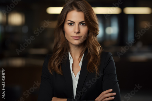 Confident business woman portrait in professional photography lighting
