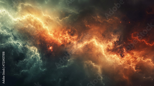 Abstract Background of Orange and Blue Clouds