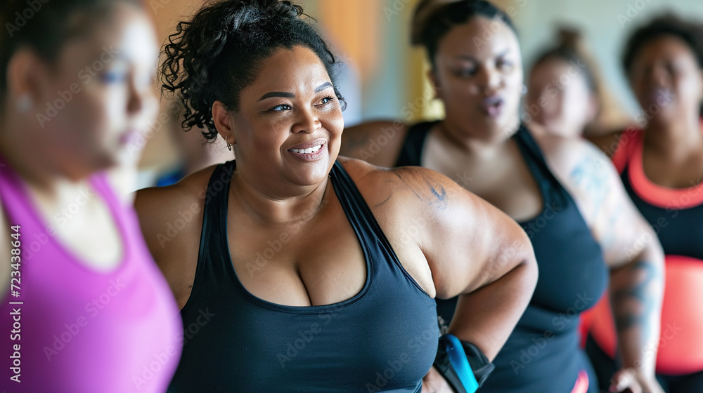 group of people body positive training in gym group of people body positive training in gym