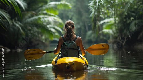 girl tourist on a kayak. jungle tourism © ReisMedia