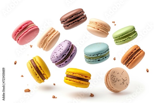 Wallpaper Mural Colorful floating macarons, capturing movement, a playful and appetizing scene. Torontodigital.ca