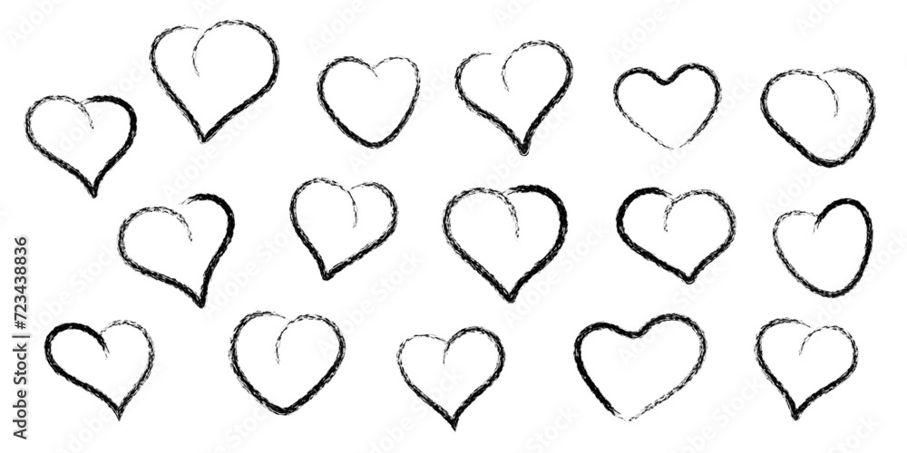 Heart shape doodle sketch collection 