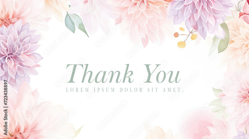 Banner wedding card invitation floral dahlia flowers water colored style background template - obrazy, fototapety, plakaty 