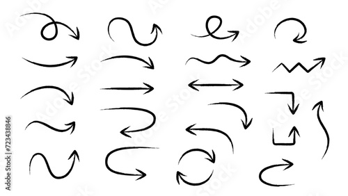 Collection of directional arrows in hand-drawn doodle style