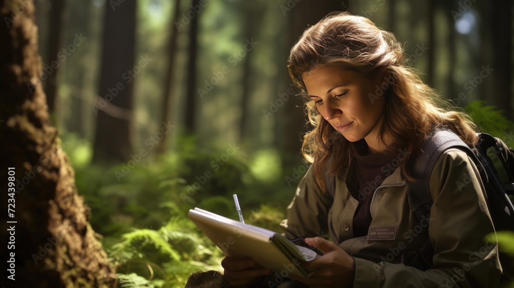 Scientist in nature investigates Scientist in nature investigates