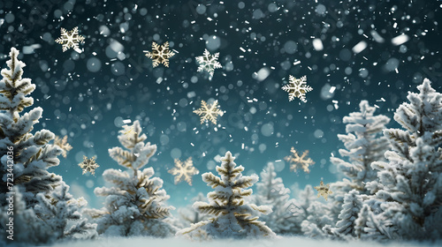 Wonderful scene formed by snowflakes, winter background © xuan