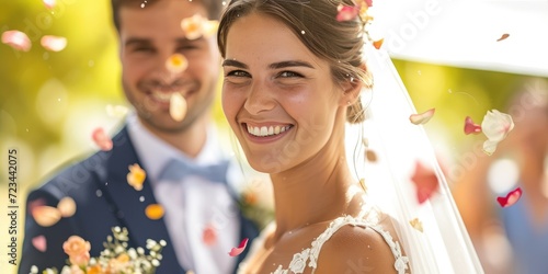 Wedding shot of a young hap...