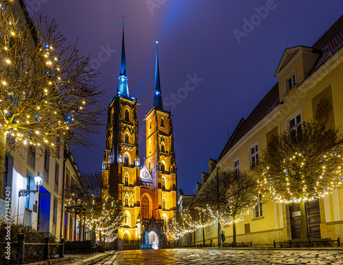Wallpaper Mural View of Tumski island in Wroclaw in the night, Poland Torontodigital.ca