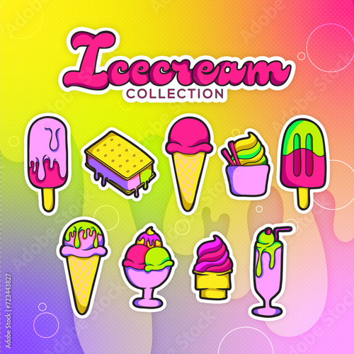 Illustration of a set of ice creams 2