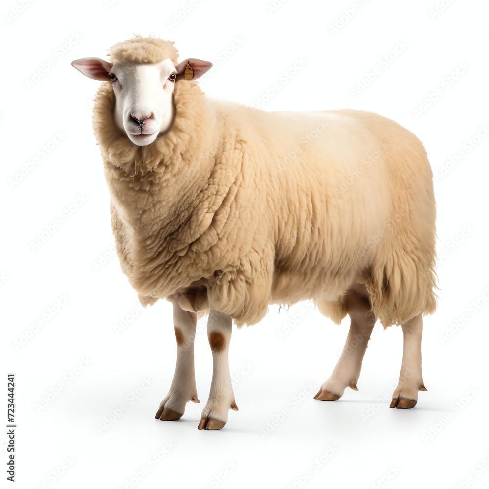 Fototapeta premium a sheep, studio light , isolated on white background