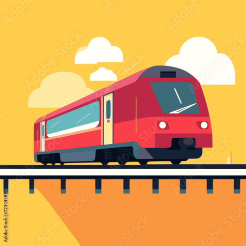 Train. In the style of a flat minimalist colors SVG vector