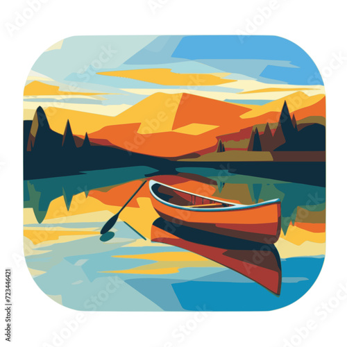 Canoe. In the style of a flat minimalist colors SVG vector