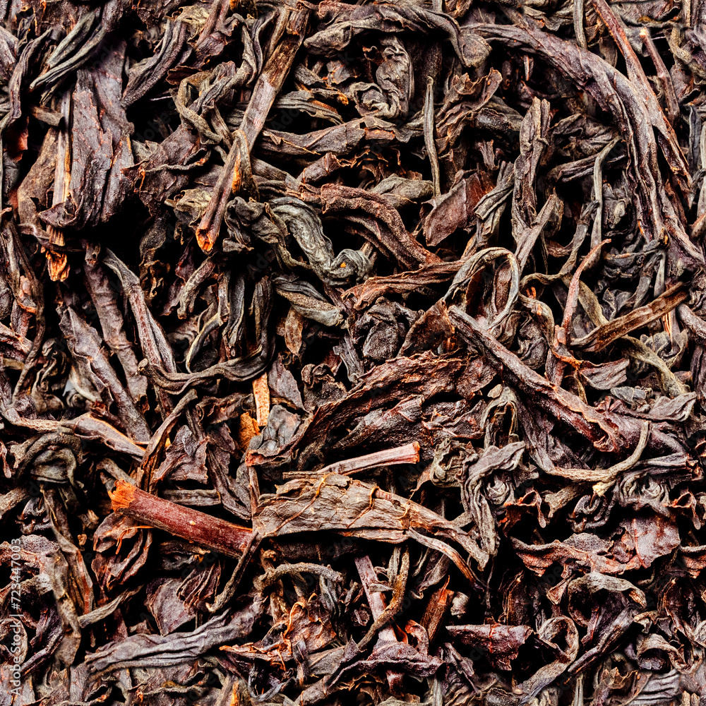 Seamless material photo texture of dried black tea.