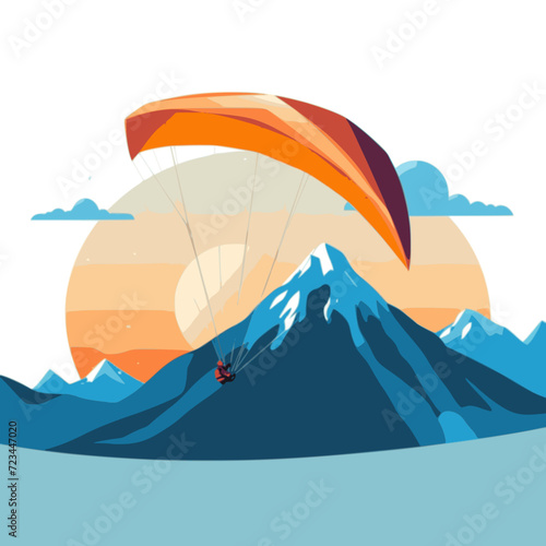 Hang Gliding. In the style of a flat minimalist colors SVG vector