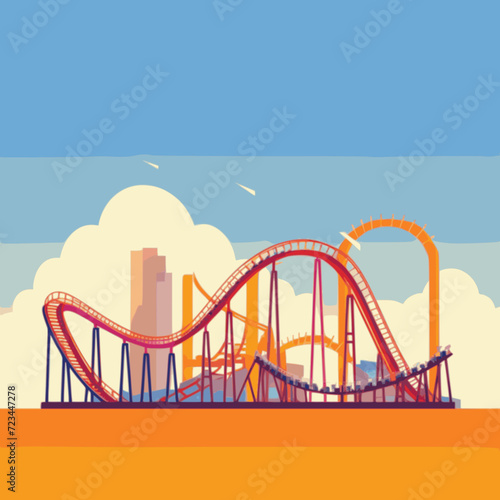 Roller Coaster. In the style of a flat minimalist colors SVG vector