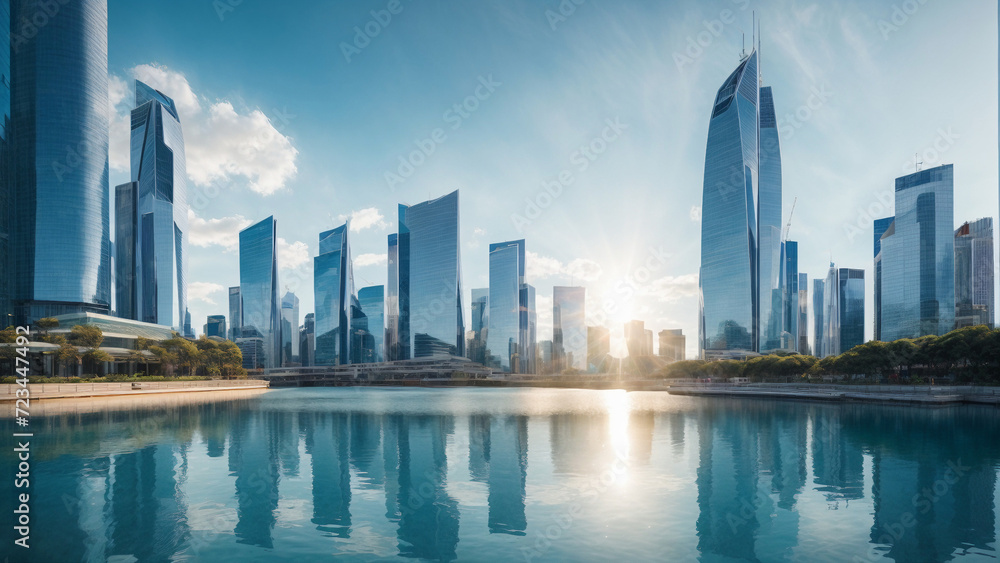Urban Futurism: Skyscrapers in a Modern Smart Cityscape