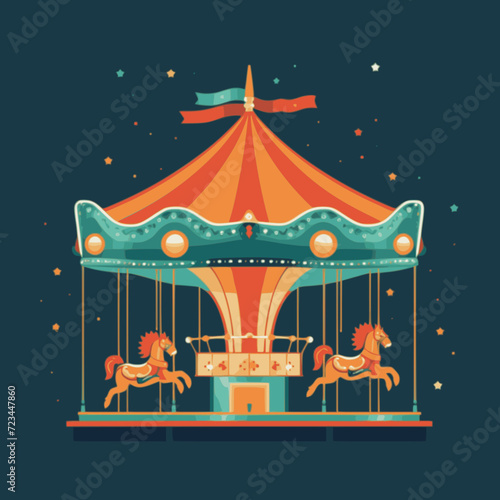 Merry-Go-Round. In the style of a flat minimalist colors SVG vector