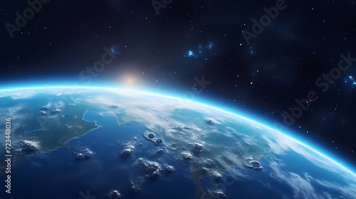 Earth in the cosmic sky, abstract space background of a planet in the universe © ma