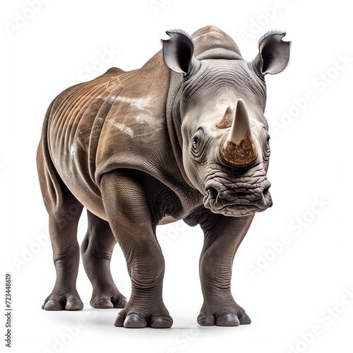 a rhino, studio light , isolated on white background