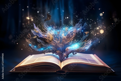 magic book with space and lights