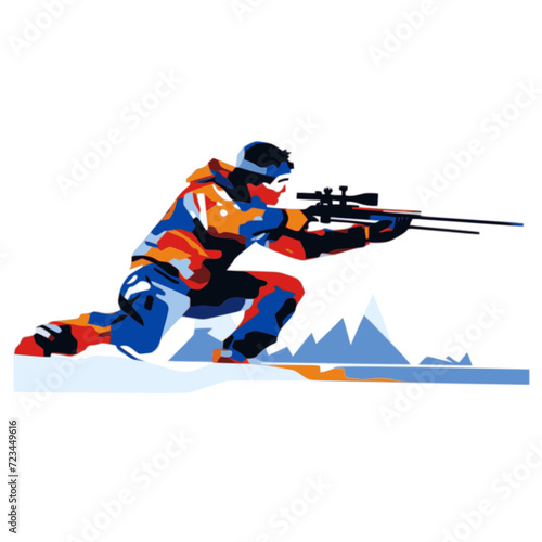 Biathlon. In the style of a flat minimalist colors SVG vector