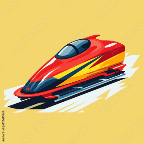 Bobsleigh. In the style of a flat minimalist colors SVG vector