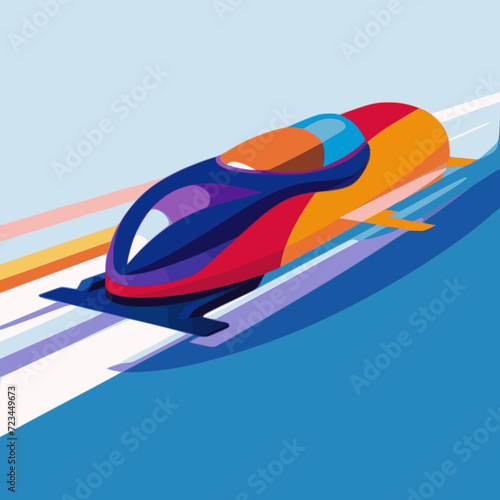 Bobsleigh. In the style of a flat minimalist colors SVG vector