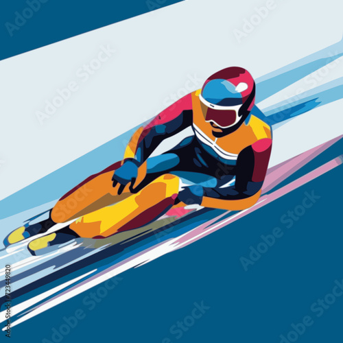 Luge. In the style of a flat minimalist colors SVG vector