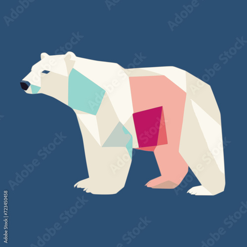 Polar Bear. In the style of a flat minimalist colors SVG vector