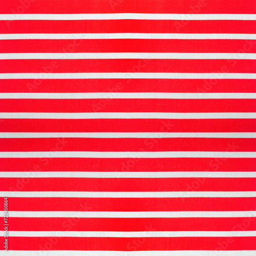 Seamless texture photo of red colored white and red striped cotton material.