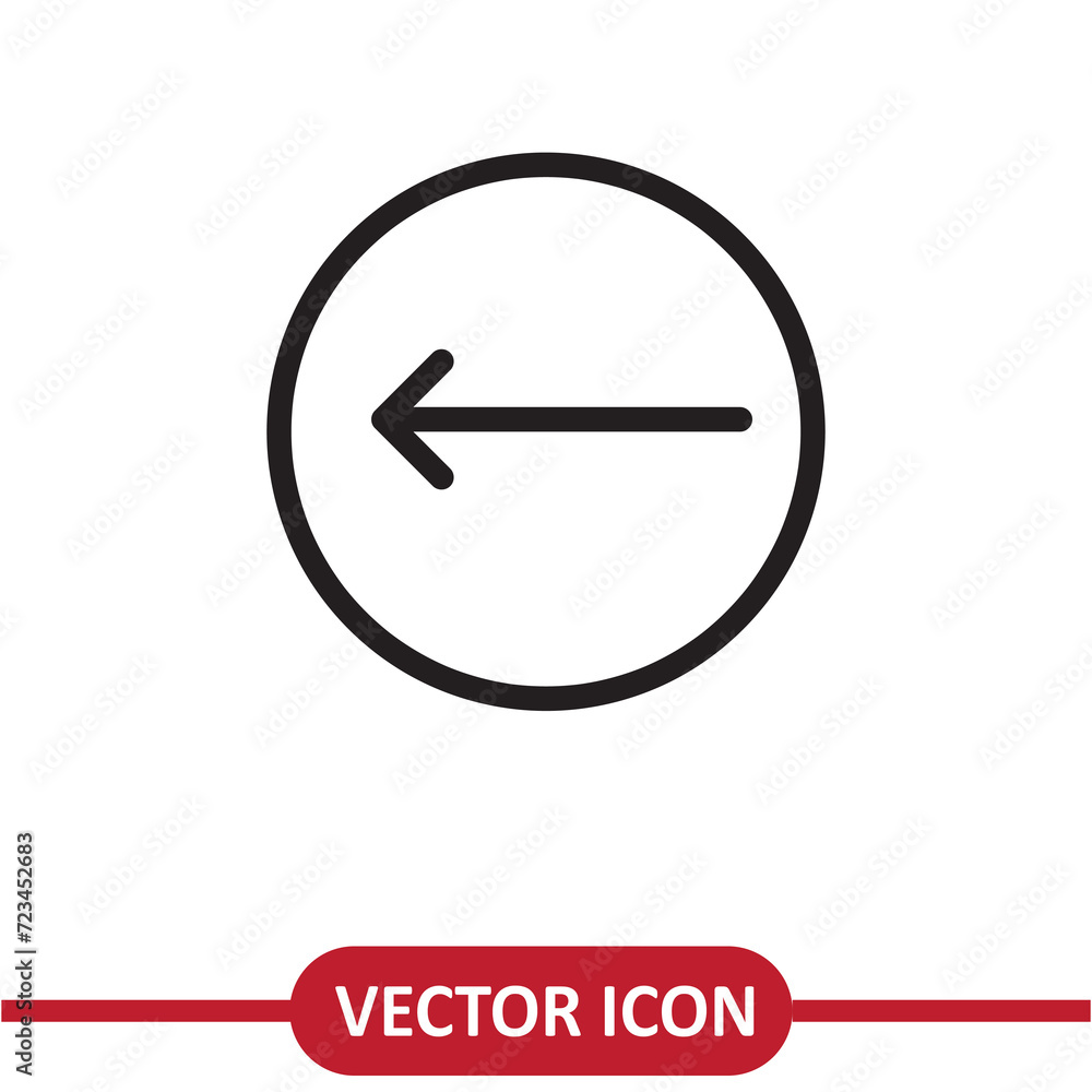 Left arrow, Back button, vector simple flat liner illustration on white background..eps Left arrow, Back button, vector simple flat liner illustration on white background..eps