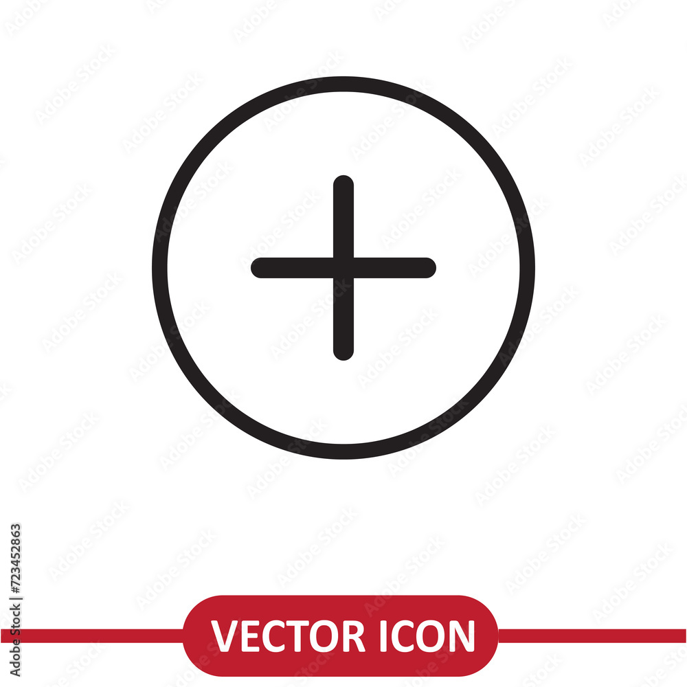 Obraz premium Plus vector icon, simple flat add liner illustration on white background..eps