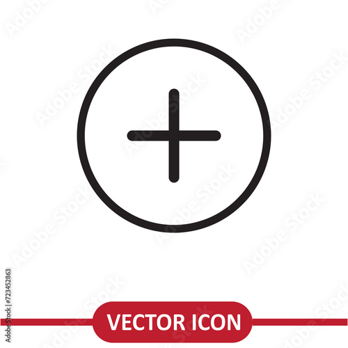 Plus vector icon, simple flat add liner illustration on white background..eps