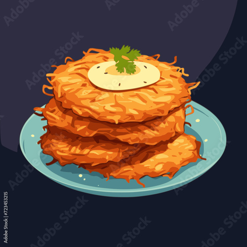 Latkes. In the style of a flat minimalist colors SVG vector