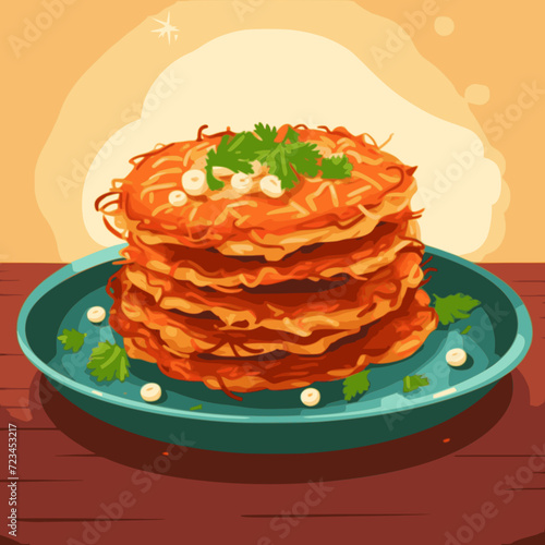 Latkes. In the style of a flat minimalist colors SVG vector