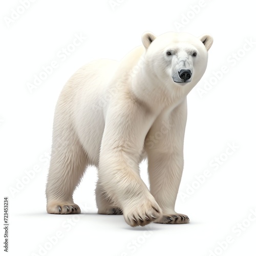 a polar bear  studio light   isolated on white background