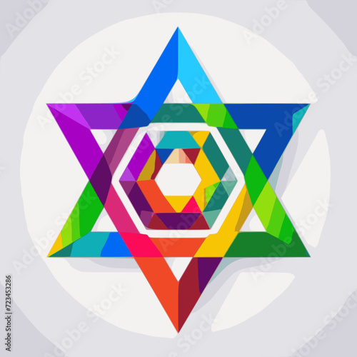 Star of David. In the style of a flat minimalist colors SVG vector