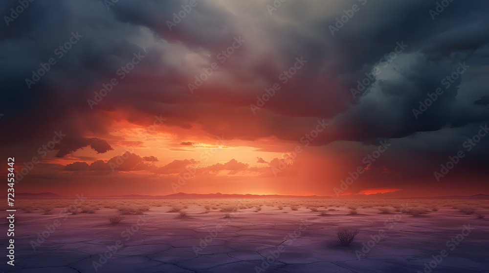 Stormy sky over the desert landscape background, Stormy sky over the desert landscape background,