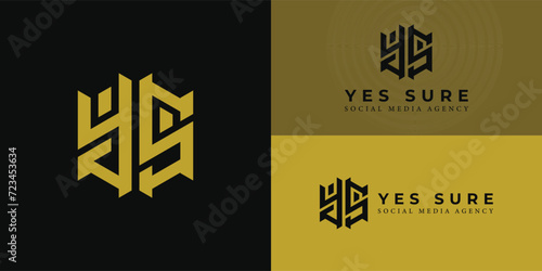 Abstract initial letter YS or SY logo in yellow color isolated in black background applied for social media management company logo also suitable for the brands or companies have initial name SY or YS