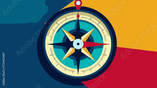 Compass. In the style of a flat minimalist colors SVG vector