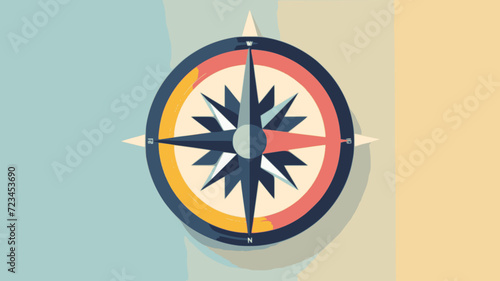 Compass. In the style of a flat minimalist colors SVG vector