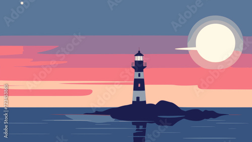 Lighthouse. In the style of a flat minimalist colors SVG vector