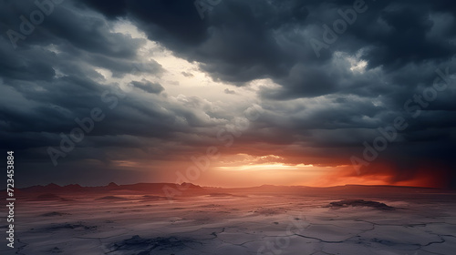 Stormy sky over the desert landscape background © john