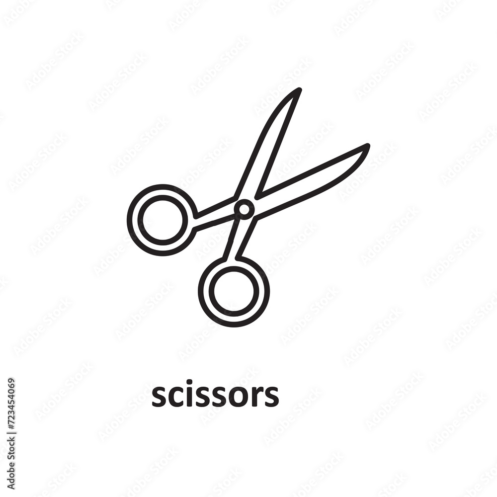 cutting scissors flat liner simple illustration on white background..eps cutting scissors flat liner simple illustration on white background..eps