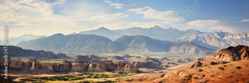 Slika na platnu Showcasing Geological Time: Vast Landscape of Eroded Mountains Parading Nature's